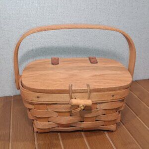 Longaberger Miniature Basket Handwoven Dated 1995 Picnic Sewing Egg Collector